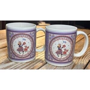 Donna Moses Houston Foods Co  “I Love You” Coffee Cup Mug 1998 Vintage Set of 2